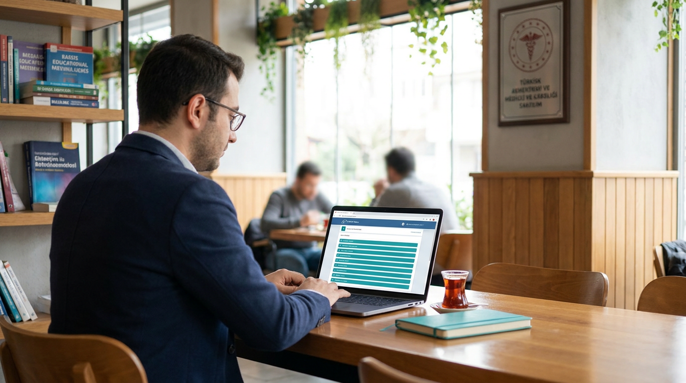 e-devlet hijyen belgesi sorgulama ekranına bakan kafe çalışanı