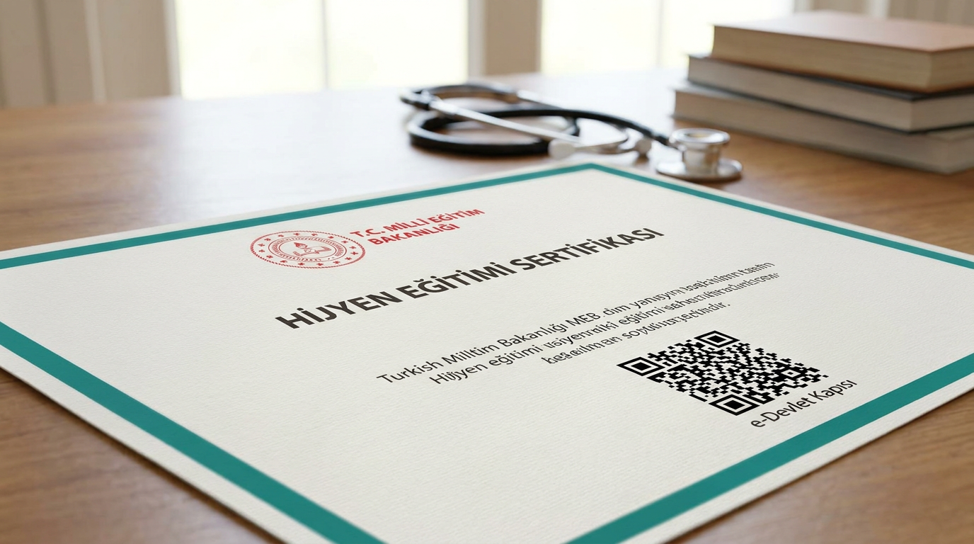 MEB onaylı e-Devlet barkodlu hijyen belgesi örneği